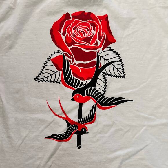 Empyre Rose Swallow Tattoo White T-Shirt Size Large Mens - Picture 1 of 5